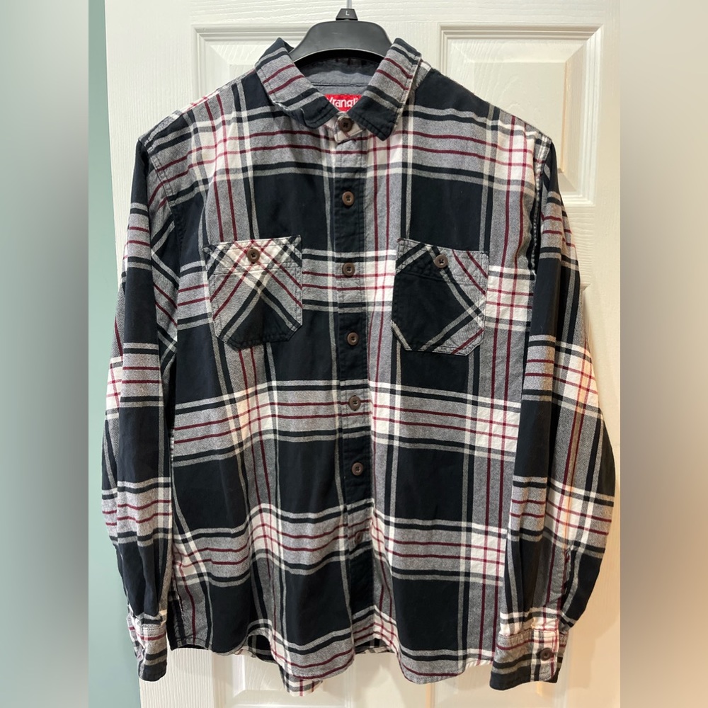 Wrangler Men’s XL Flannel Long Sleeve Button Up Shirt Front Pockets 100% Cotton